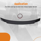 Trunk Spoiler Wing Lip for Honda Civic Sedan (2022–2024) Gloss Black ABS