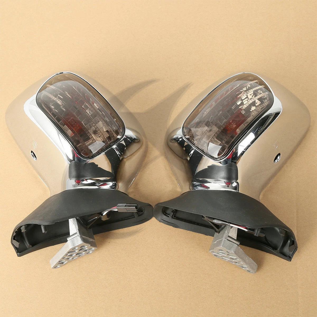 Chrome Rear View Mirrors with Turn Signal Lens for Honda Goldwing GL1800 (2001–2017)