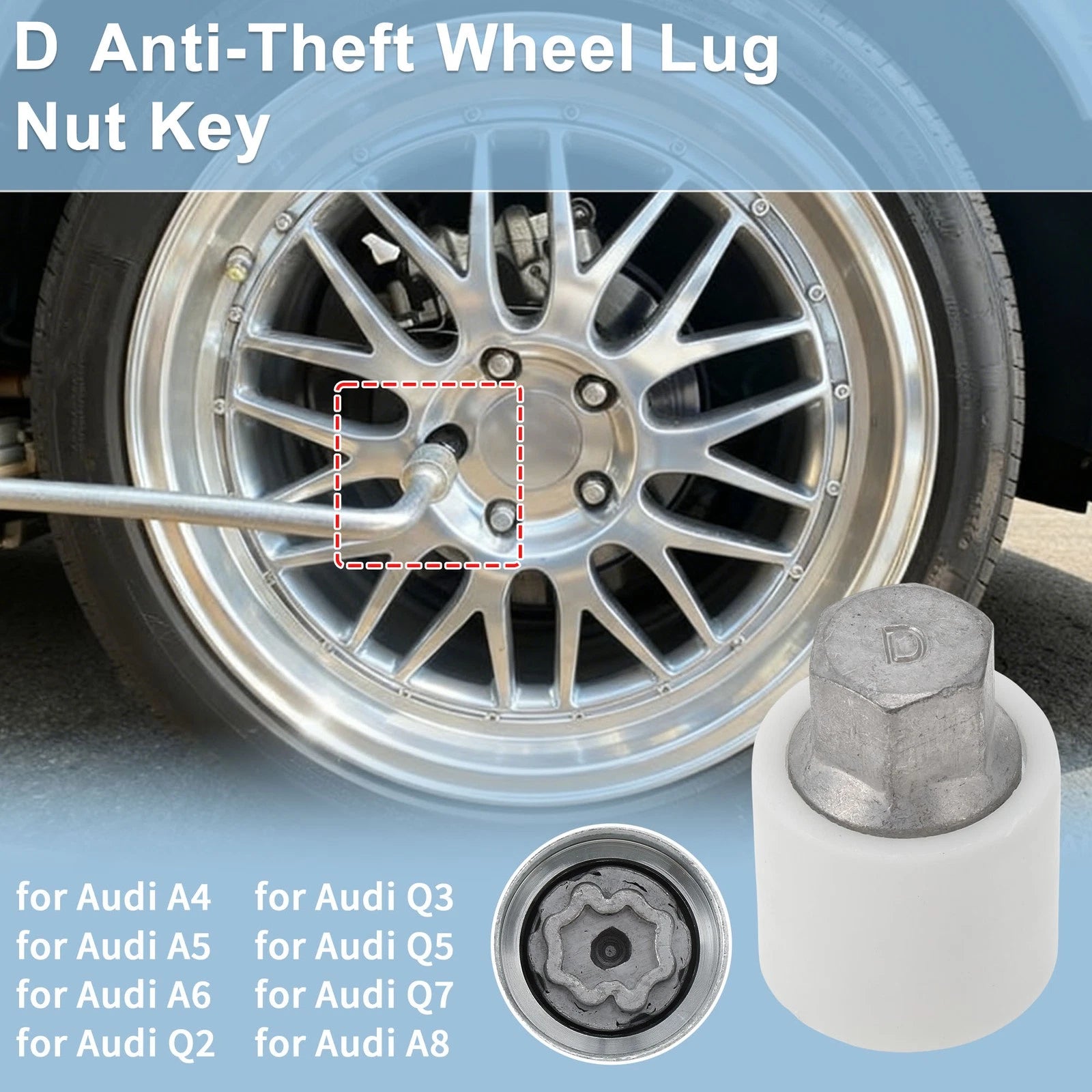 Type D Wheel Lock Lug Nut for Audi A4 (Locking Nut Key Socket)