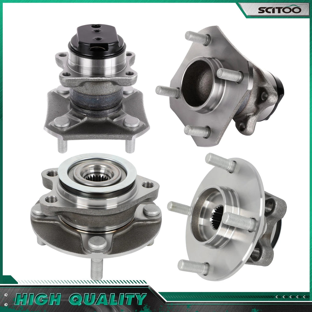 Set of 4 Wheel Bearing Hubs for Nissan Versa (2007–2011) 4-Wheel ABS