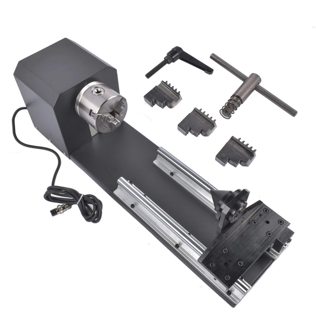 Rotary Axis with 3-Jaw Chuck for CO2 Engraver (50W–130W)