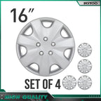 Set of 4 16 Inch Silver Wheel Hub Caps for Universal Fit (16")