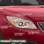Set of 2 Halogen Projector Headlights for Buick Regal (2014–2017)