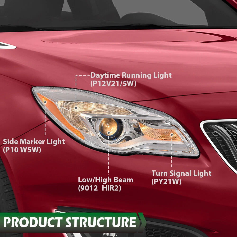 Set of 2 Halogen Projector Headlights for Buick Regal (2014–2017)