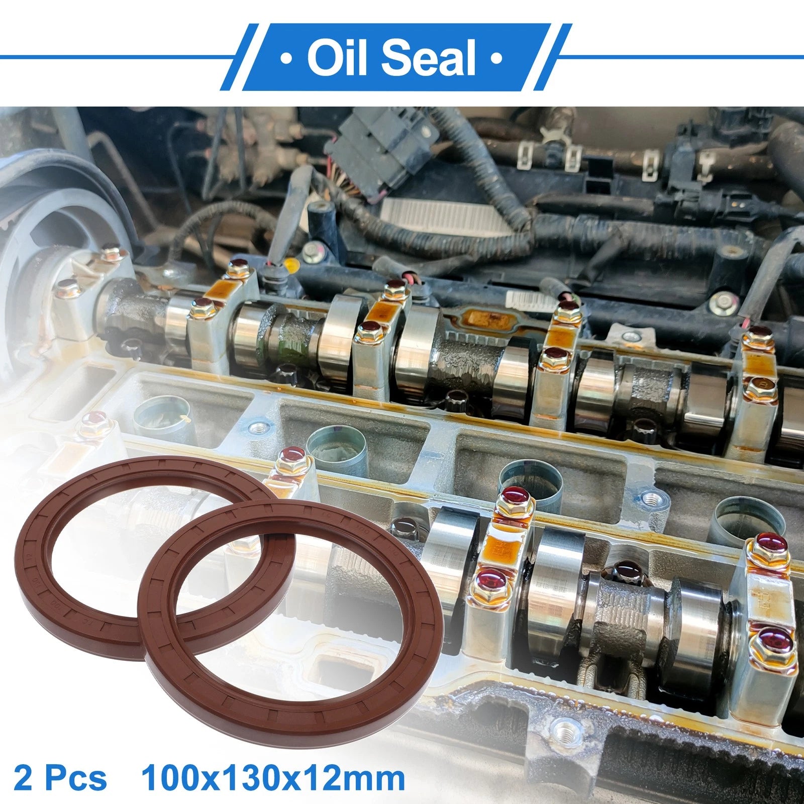 Set of 2 Oil Seal Rotary Shaft Seal FKM Rubber 100x130x12mm for Various Models