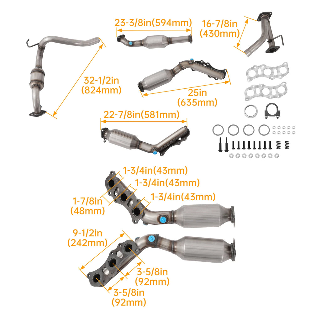 Set of 2 Exhaust Manifold Catalytic Converters for Toyota Tacoma (2009–2011)