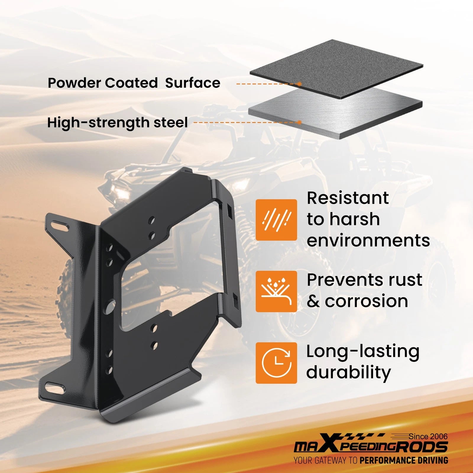 Front winch plate for Polaris General XP 4 1000 Deluxe (2020–2026) Steel