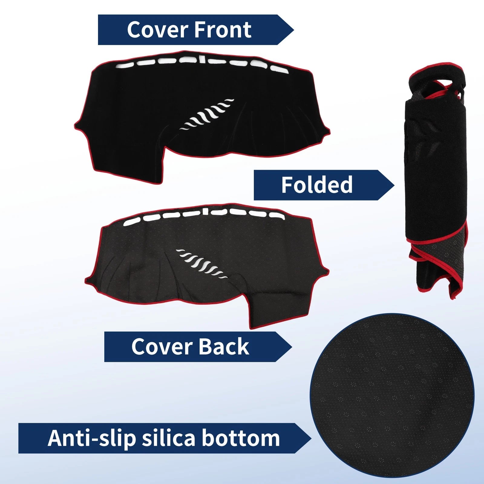 Dash Cover for Ford Focus MK3 (2012–2018) Polyester Black Red Edge Set