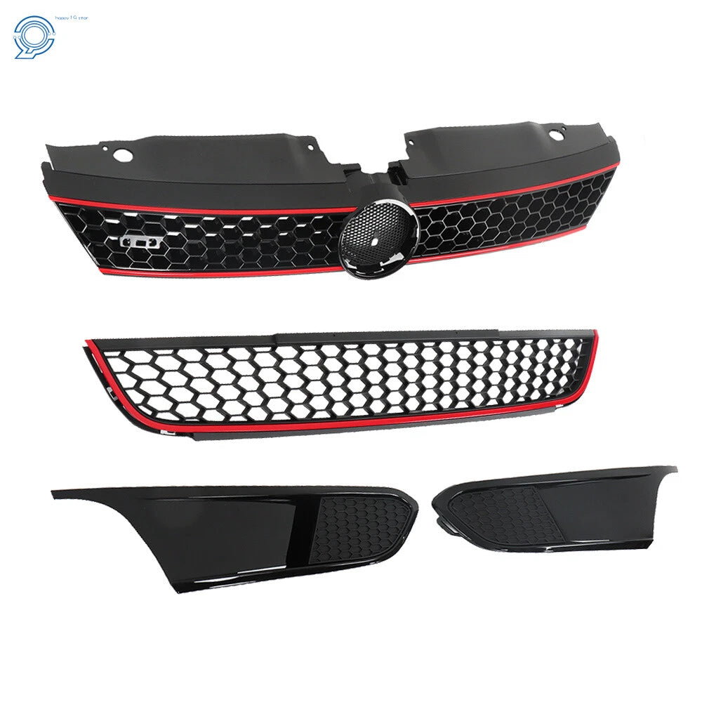 Front Grille for VW Jetta MK6 GLI (2011-2014) Black Plastic Red Trim
