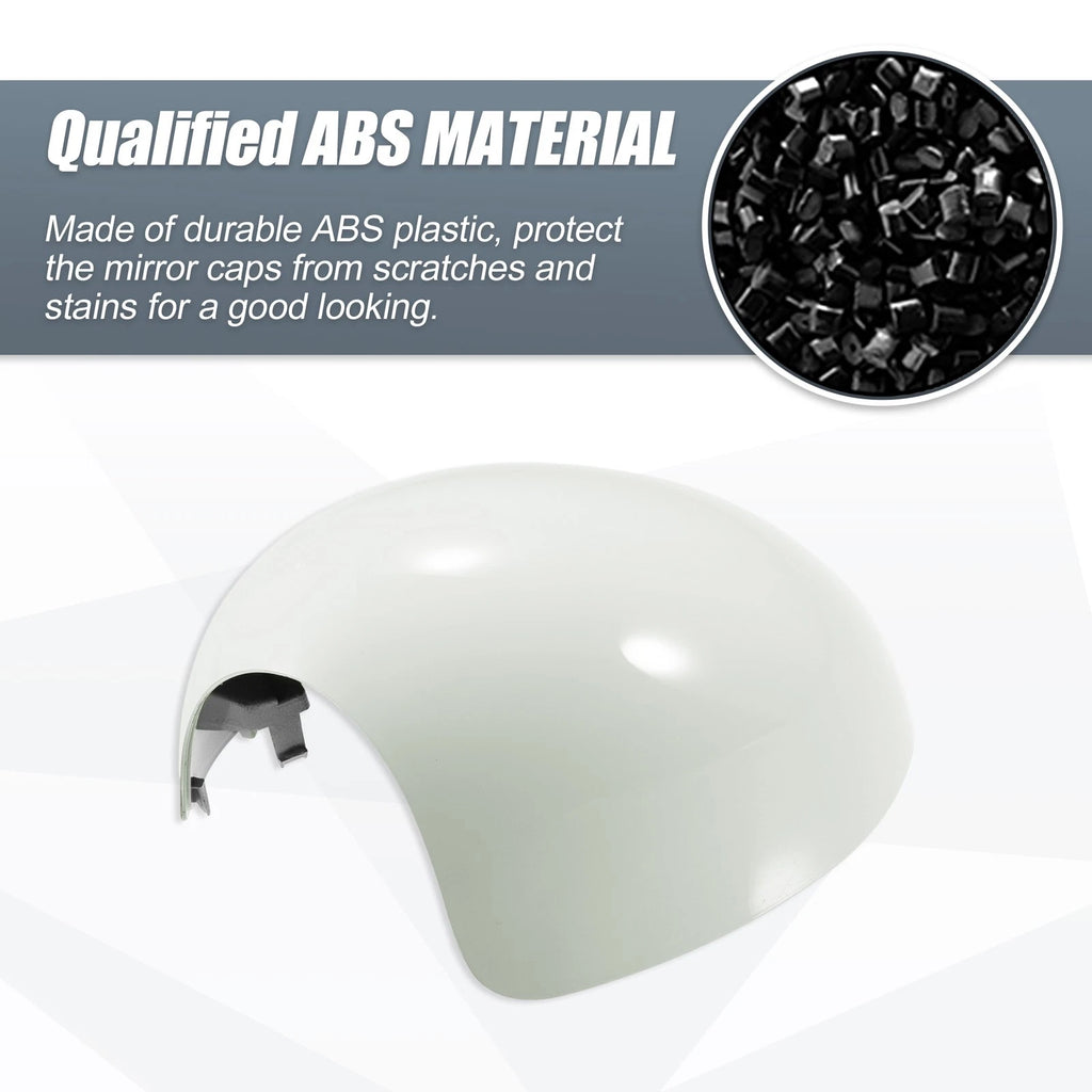 Pair Rearview Mirror Cover Cap White for BMW Mini Clubman R55 R57