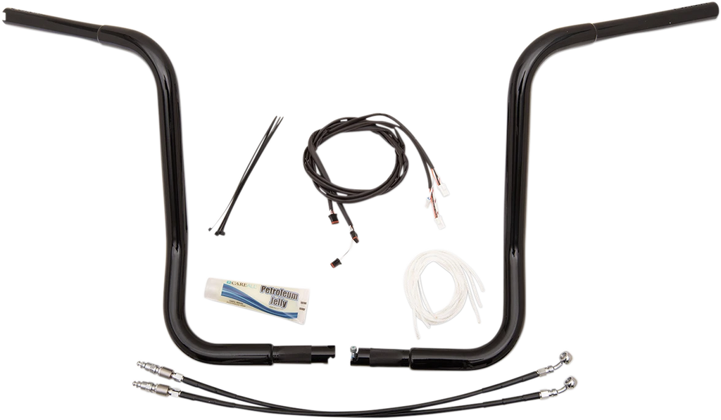 1-1/4" EZ Install Round Top Handlebar Kit for Harley (16") - Black