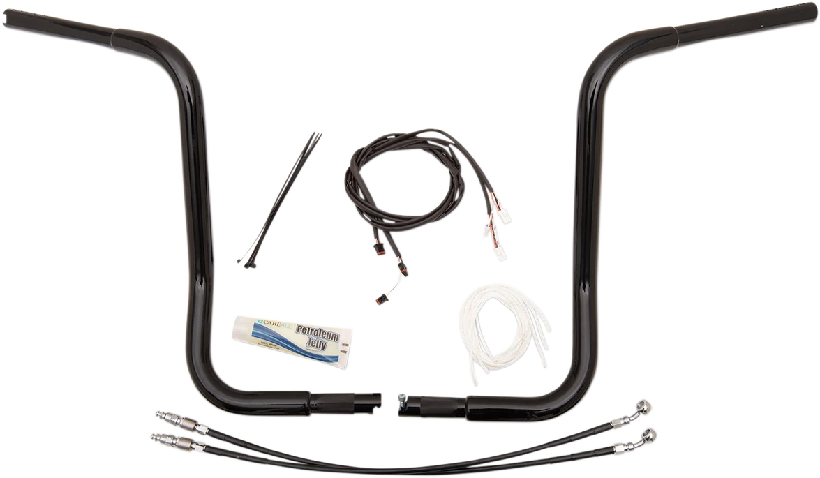 1-1/4" EZ Install Round Top Handlebar Kit for Harley (16") - Black