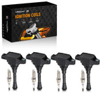 Set of 4 Ignition Coils and Spark Plugs for Nissan Juke (2011-2017)