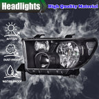Clear Black Headlights for Toyota Tundra, Sequoia (2007–2017)
