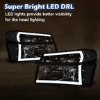 LED Tube Headlights for Chevy Colorado GMC Canyon (2004–2012) Chrome