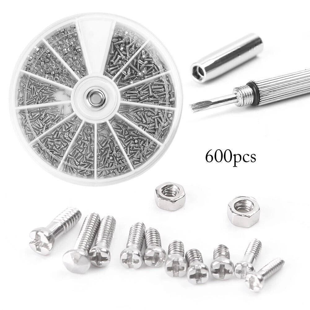 600PCS Screw Nuts Assortment Kit M1/M1.2/M1.4/M2.5 for Automotive (All Years)