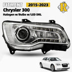 Chrome Halogen Headlight with LED DRL Projector for Chrysler 300 (2015–2023)