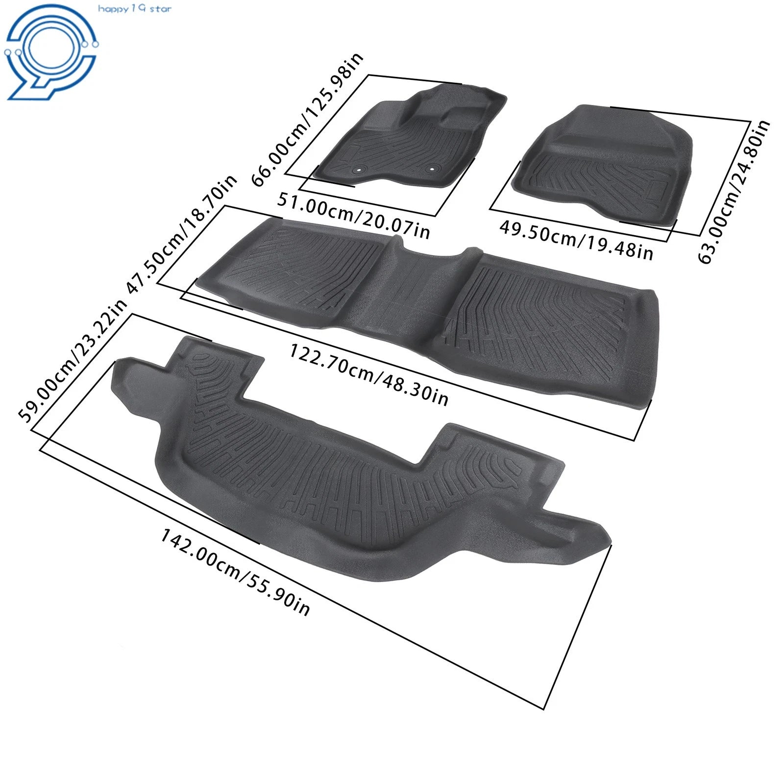 Set of 4 All Weather Floor Mats Liners for Ford Explorer (2011–2014)