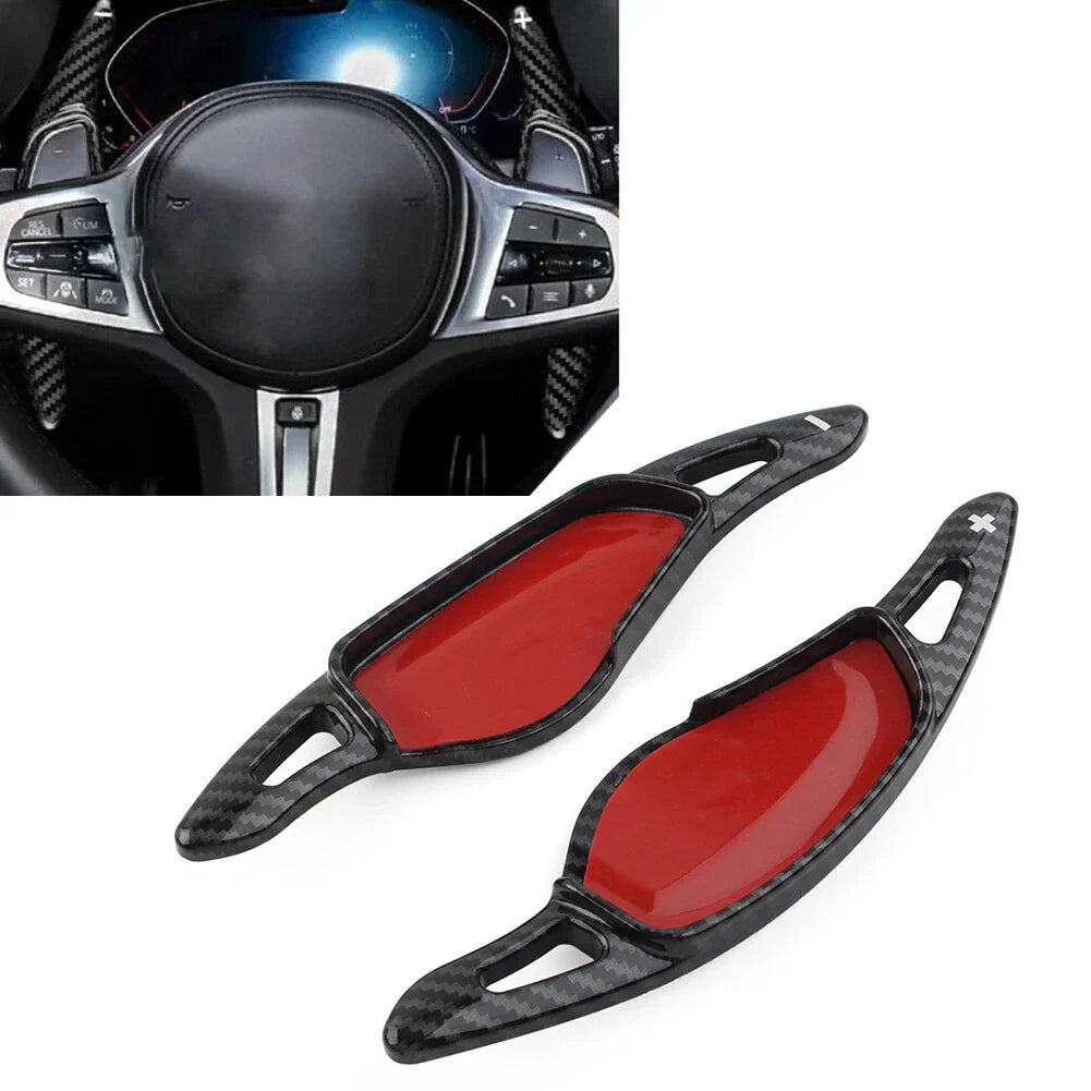 Carbon Fiber Black Steering Wheel Paddle Shifter Extensions for BMW 3/5/6/7/8 (2006-2023)