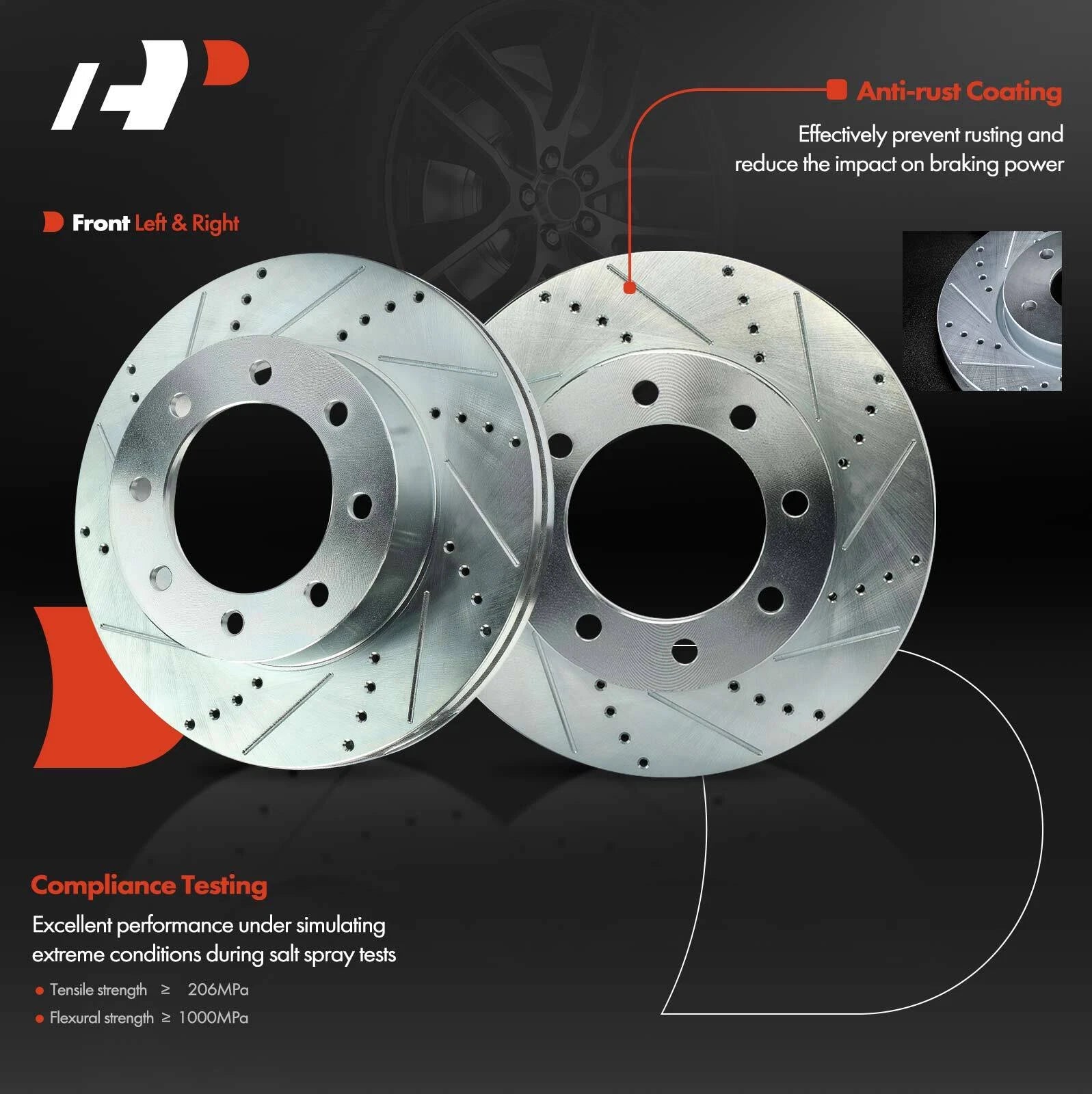 Front Drilled Rotors & Brake Pads for Ford F-250 F-350 F-450 (2013–2021)