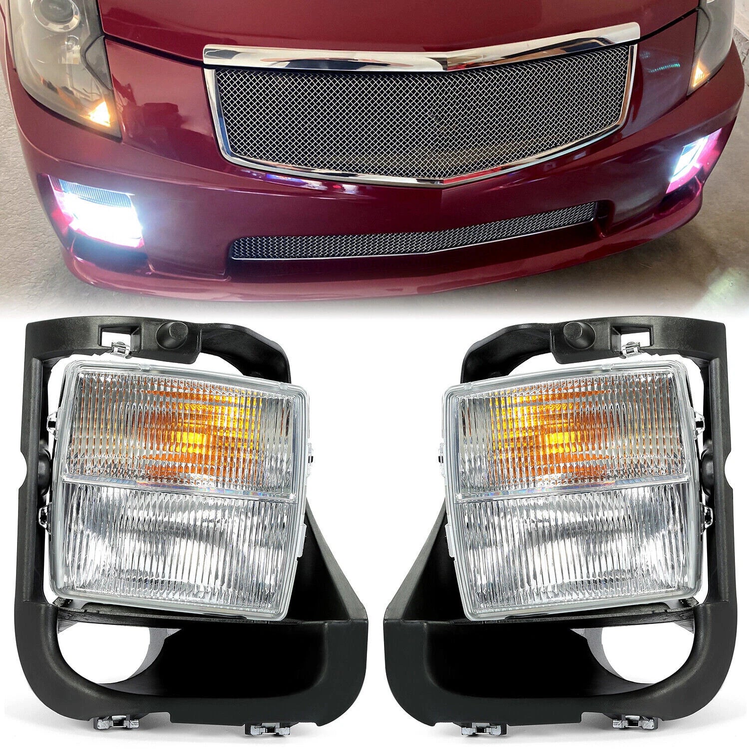Left & Right Clear Fog & Signal Lens Light Set for Cadillac CTS-V (2004–2007)