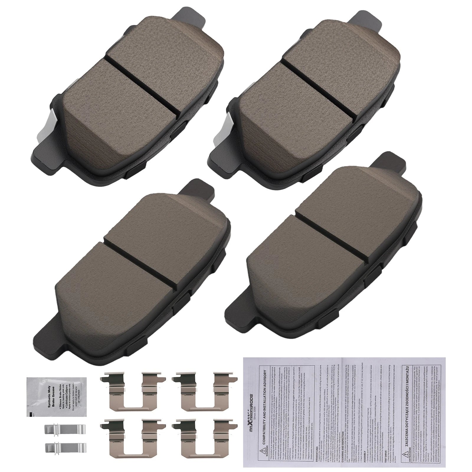 Set of 4 Rear Ceramic Brake Pads for Mazda 3 Sport (2014–2018), Mazda 6 (2014–2015)