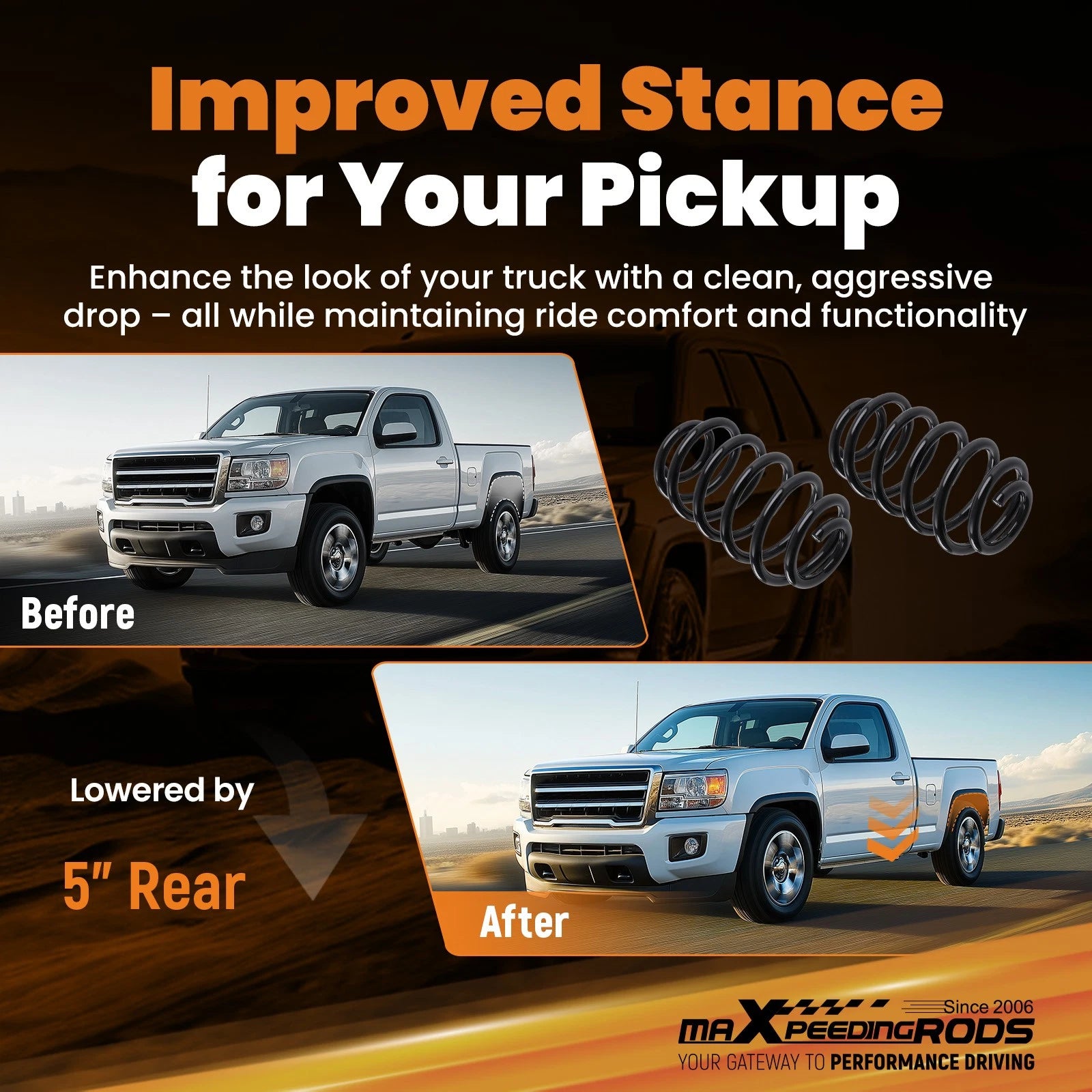5" Rear Lowering Coil Springs for Chevy Suburban Avalanche (2007–2020)