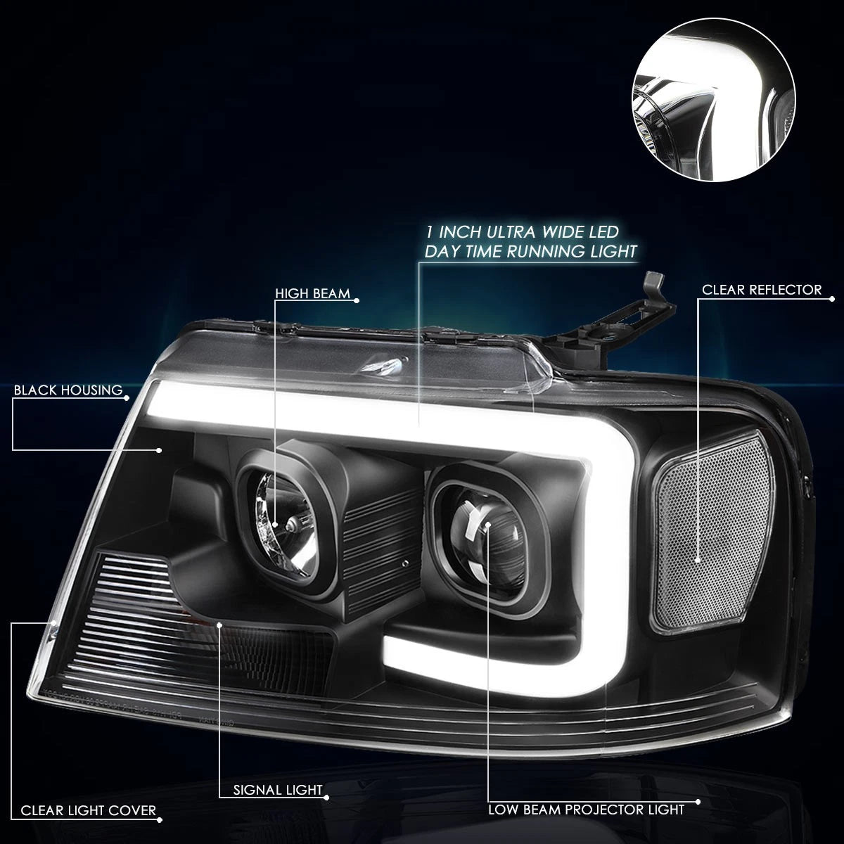 Set of 2 Chrome Housing Headlights for Corolla (2009–2010)
