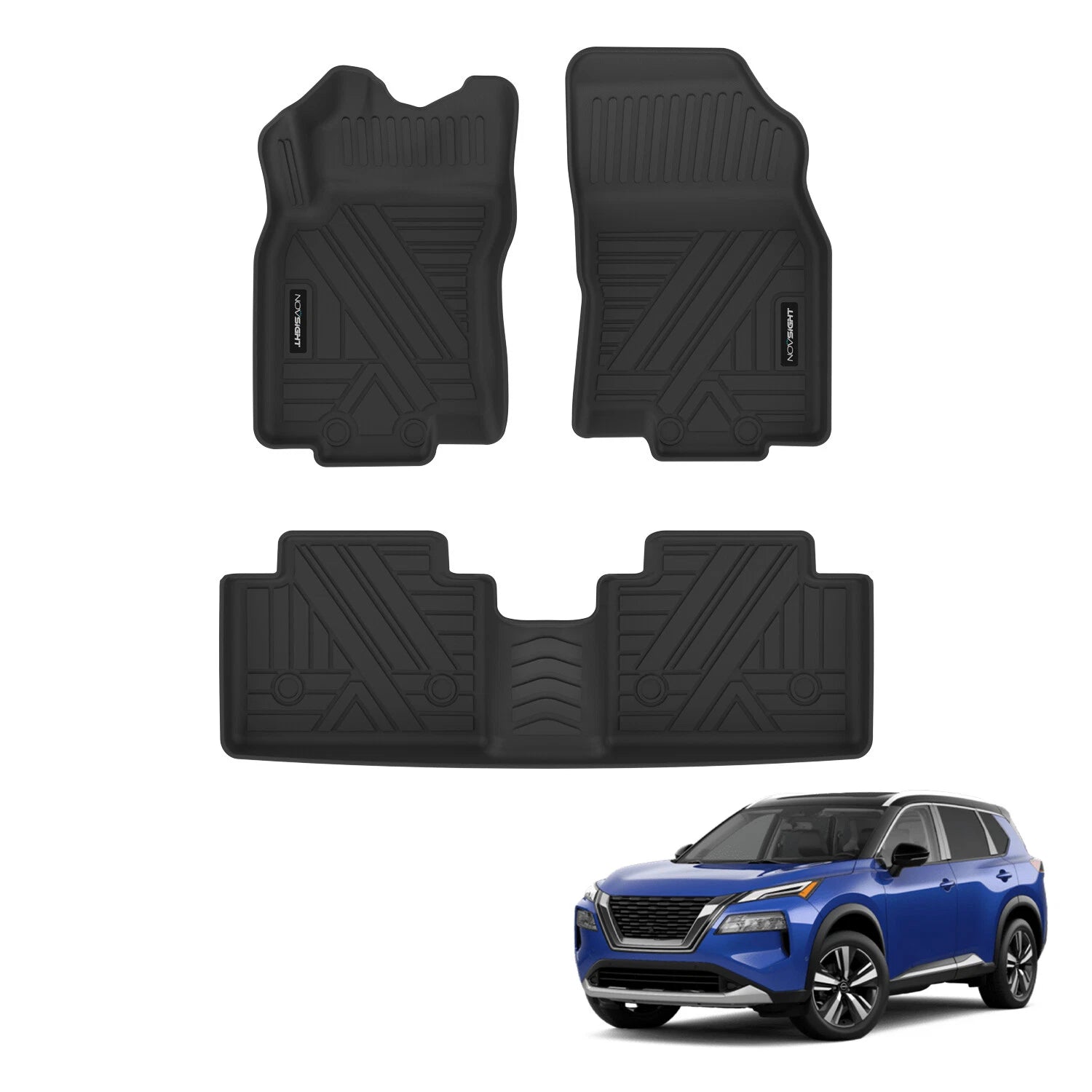 Set of 2 TPE Floor Mats Liners for Nissan Rogue (2014–2021) All Weather