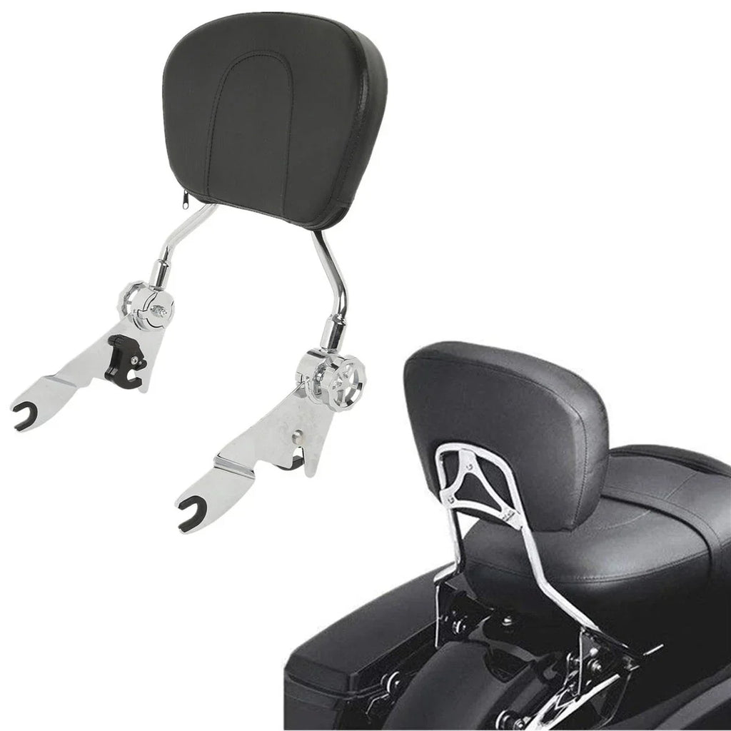 Chrome/Black Adjustable Backrest Sissy Bar for Harley Street Glide (2009-2025)
