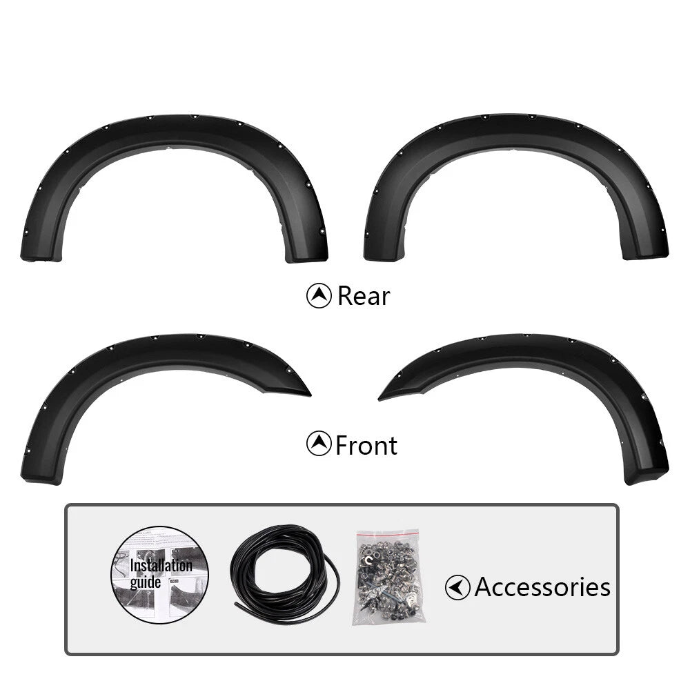 Set of 4 Rivet Pocket Style Fender Flares for Ford F250 F350 Super Duty