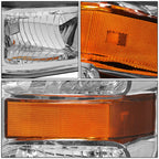 Pair of Chrome Housing Amber Side Headlights for Ford Super Duty (2008–2010)