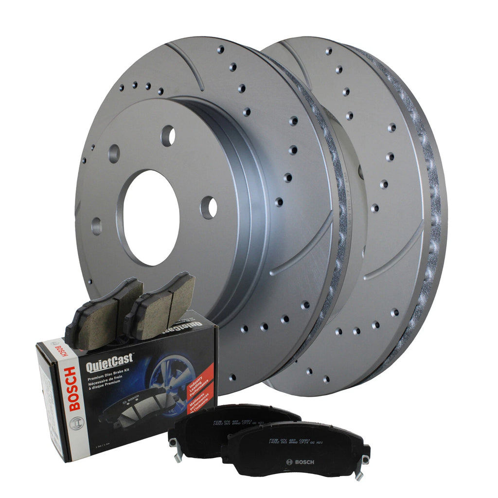 Front Brake Kit 305mm Drill Rotors Bosch Ceramic Pads for Cadillac Chevrolet GMC