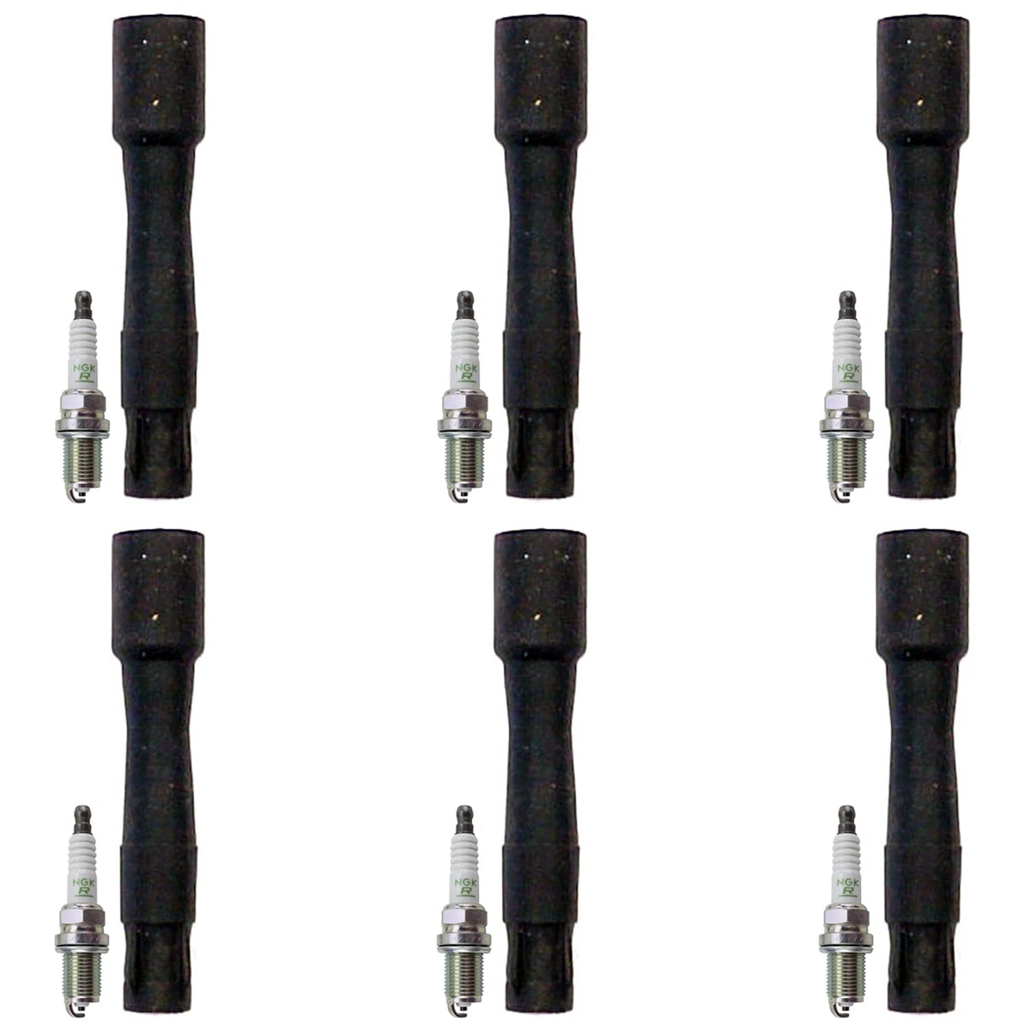 NGK 6 V-Power Spark Plugs & Denso Coil Boots Kit for BMW E34 E36 E39 E46 E53 (1990–2006)