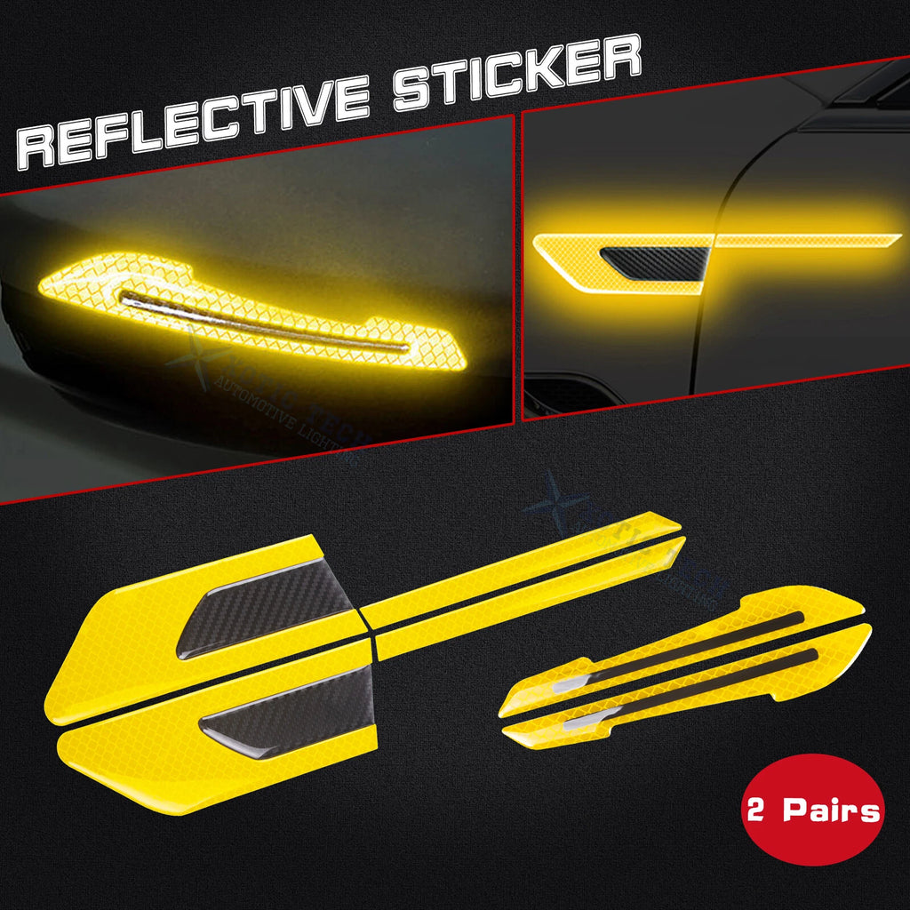 Yellow Reflective Rearview Mirror and Side Door Decals for Universal Car (—)