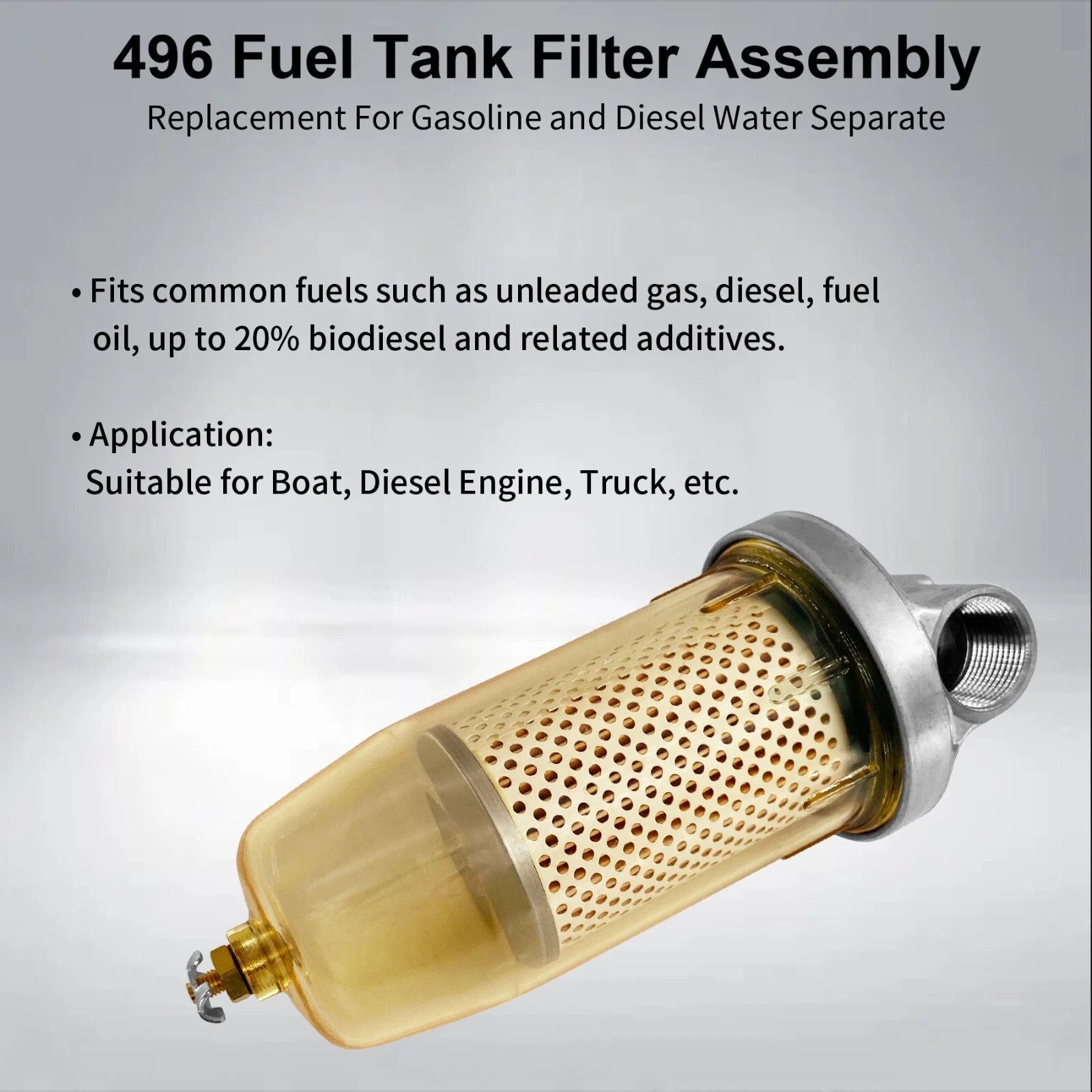 Fuel Transfer Tank Filter for Gasoline & Diesel (Water Separator)