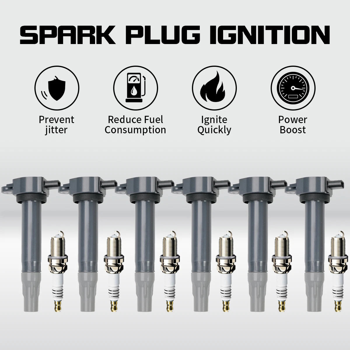6pcs Ignition Coil + Spark Plug Kit for Chrysler 300 Dodge Charger (2006–2010) UF502