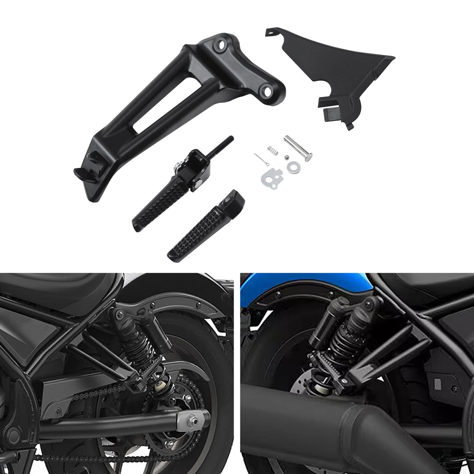 Rear Passenger Footpegs Footrest Bracket for Honda Rebel CMX1100 (2021–2025) Black