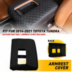 Black Leather Center Console Lid Armrest Cover Pad for Toyota Tundra (2014–2021)