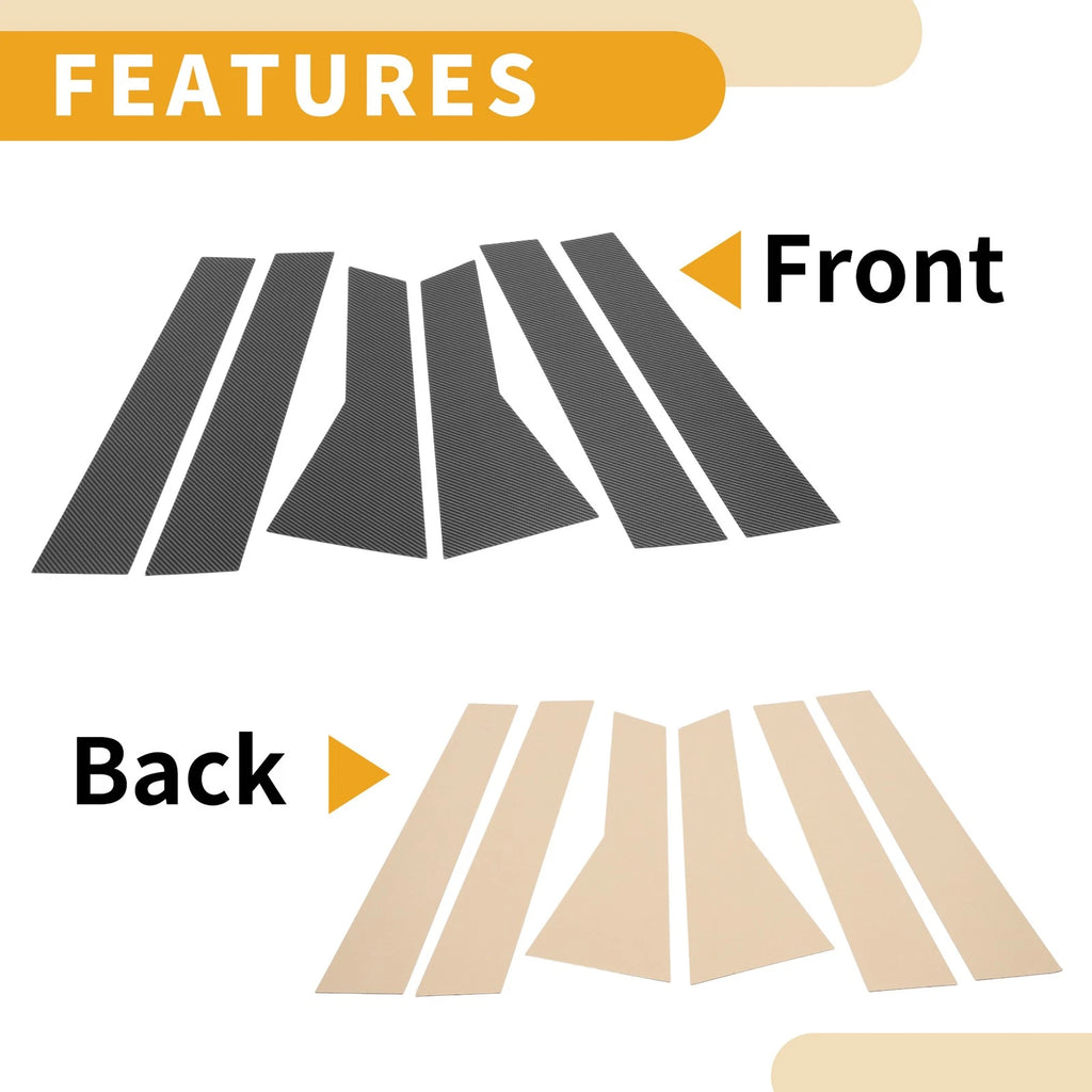 6 Pcs Car Pillar Window Trim Cover for Honda CR-V (2012–2016) Black Carbon Fiber