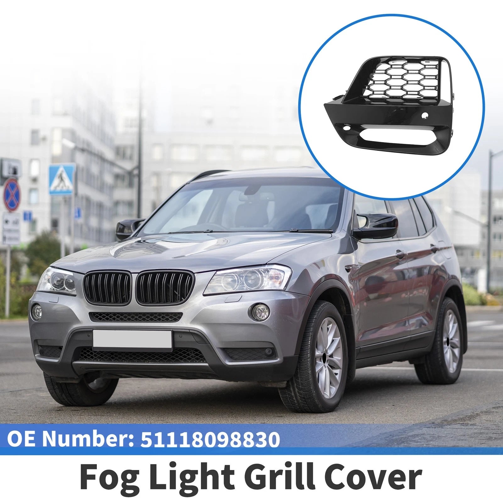1 Pcs Fog Light Grill for BMW X3 X4 G01 G02 (2018–2021) No. 51118098830