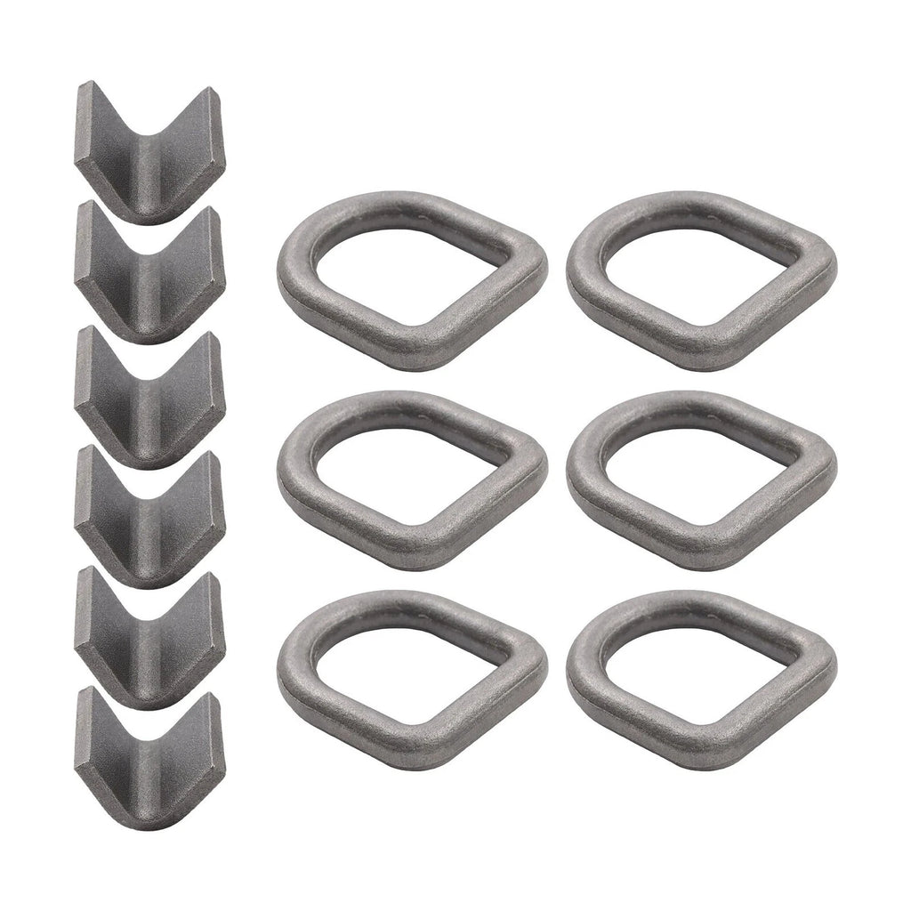 Set of 6 Heavy Duty Weld-On Forged D Rings 3/8 Inch 5000 Lbs Strength