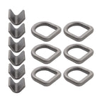 Set of 6 Heavy Duty Weld-On Forged D Rings 3/8 Inch 5000 Lbs Strength