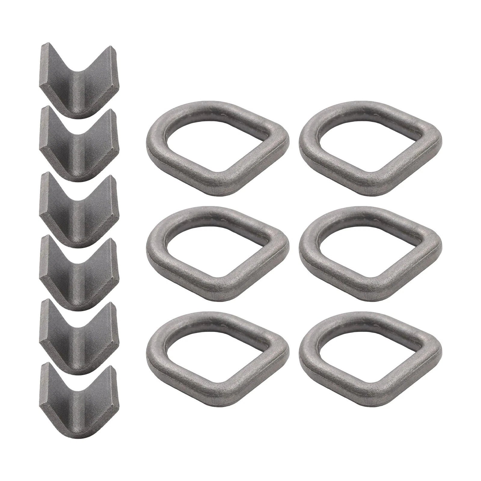 Set of 6 Heavy Duty Weld-On Forged D Rings 3/8 Inch 5000 Lbs Strength