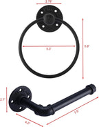 Set of 4 Black Wall Mounted Bathroom Pipe Hardware Accessories for