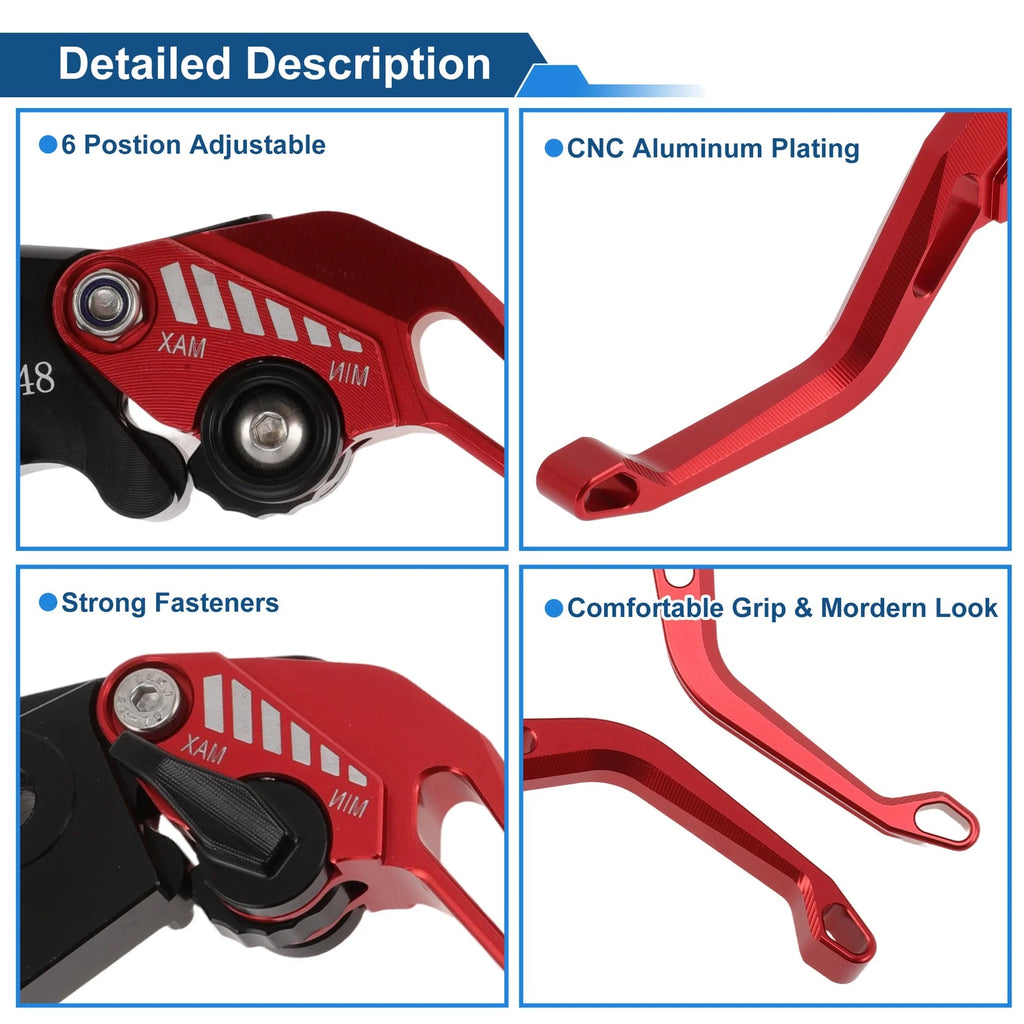 Short Brake Clutch Levers for Suzuki GSX-8S (2023–2025) - Solid Red, 1 Pair