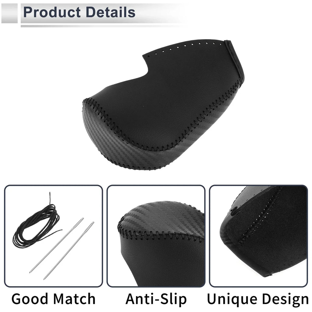 Car Gear Shift Knob Cover Black Faux Leather for Honda Civic (2012-2014)