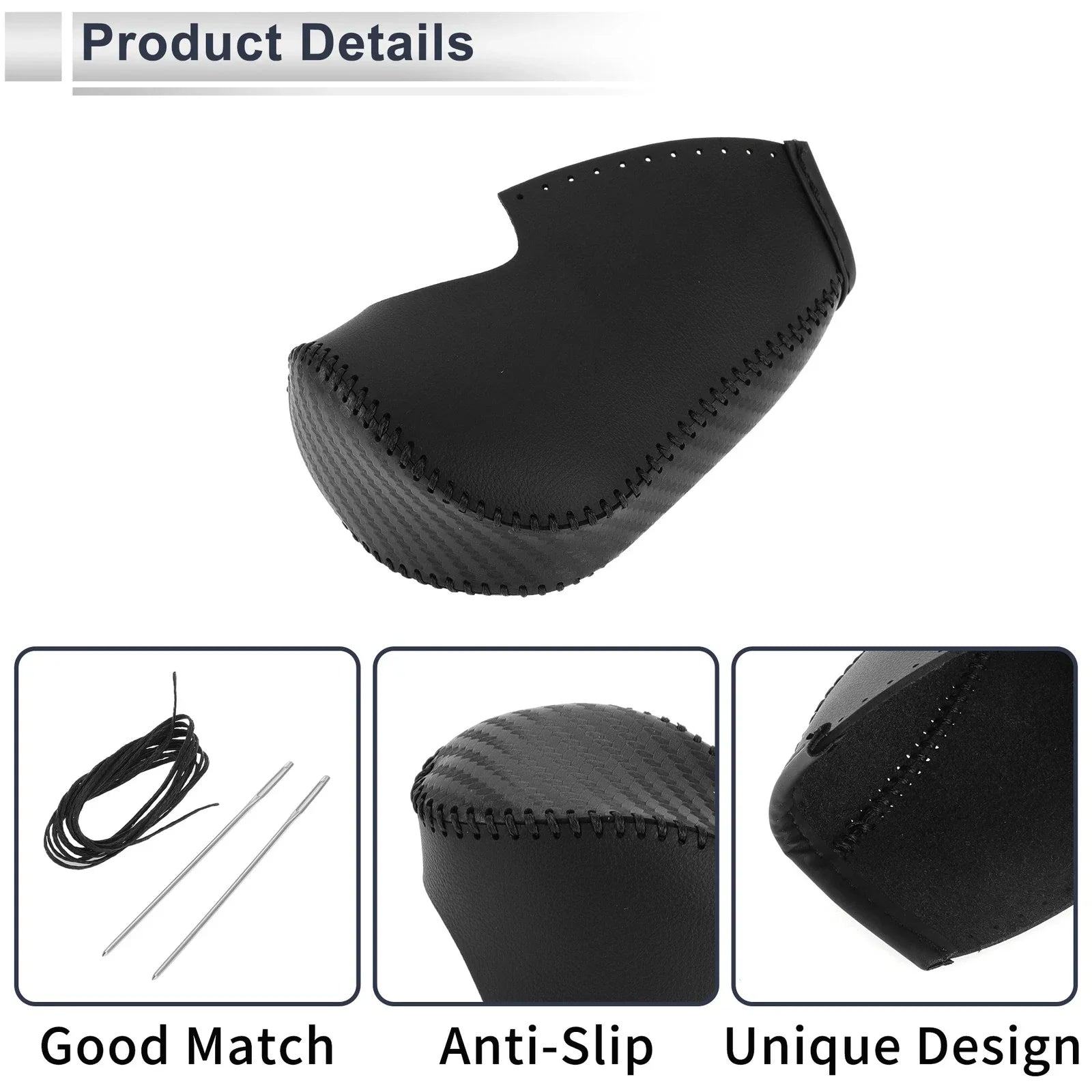 Car Gear Shift Knob Cover Black Faux Leather for Honda Civic (2012-2014)