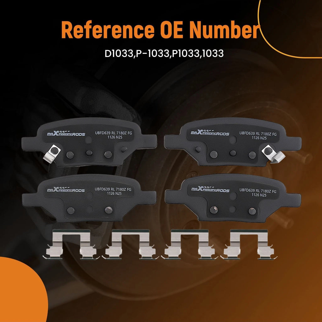 Set of 4 Rear Ceramic Brake Pads for Pontiac G5 G6 Pursuit/Saturn Aura Ion D1033