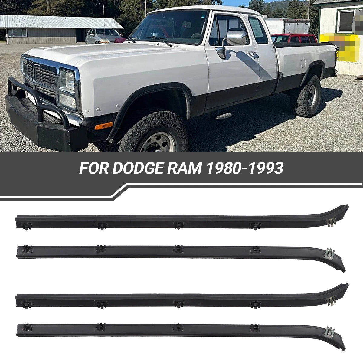 Set of 4 Door Window Weatherstrip Seals for Dodge Truck D/W (1980–1993)